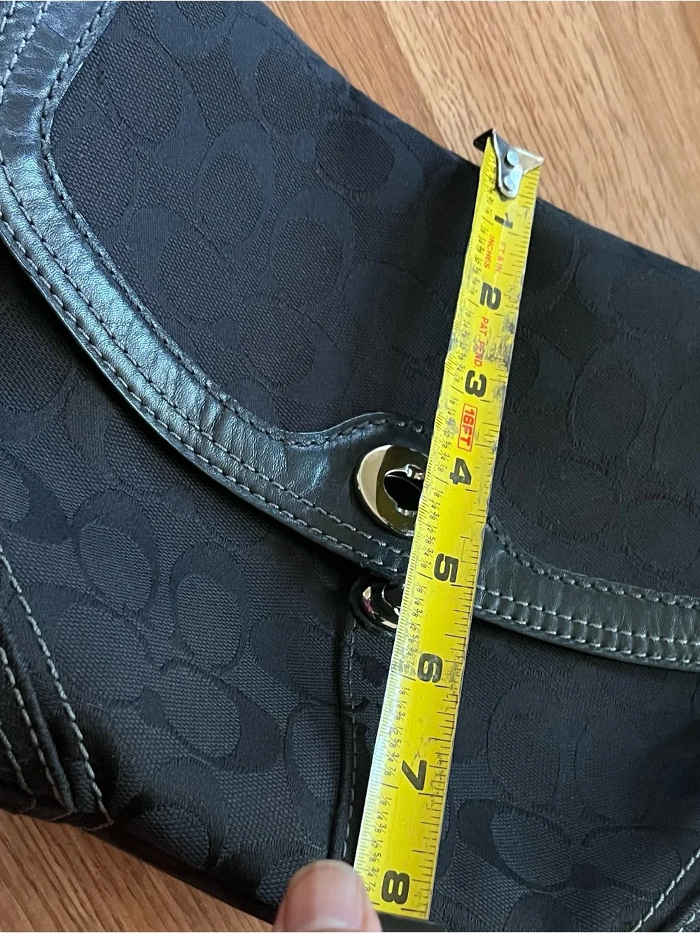Coach Chelsea Black Signature Flap Canvas Braided Strap Shoulder Bag